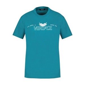 Versace Logo T Shirt - Cotton - Green - NWT